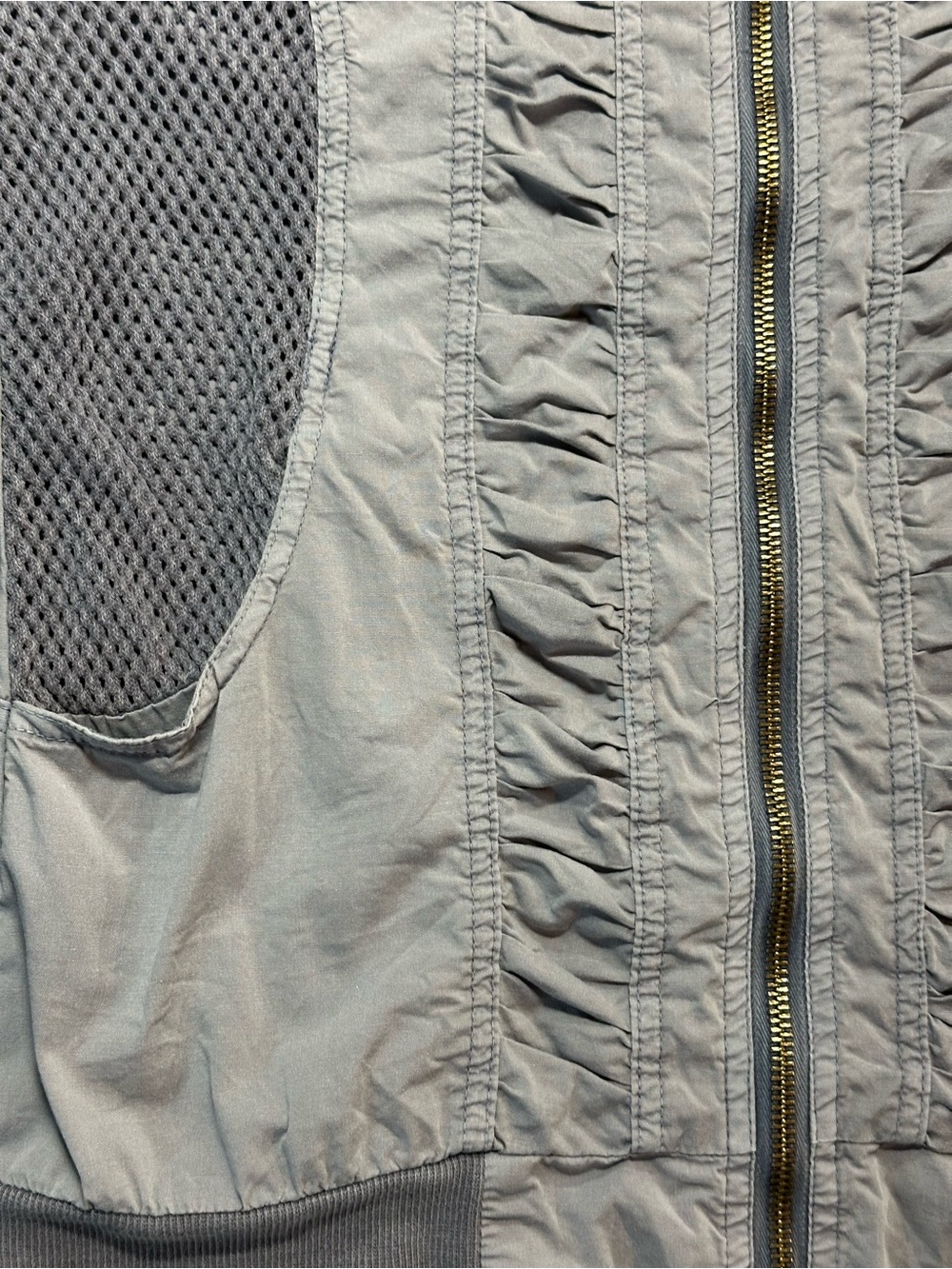 Wearables Gray Ruched Mesh Zip Jacket Size XS Utility Bomber - Picture 7 of 12